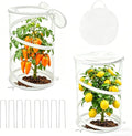 2-Pack Pop Up Plant Covers, Heavy Duty 18"x24" Mesh Plant Cover & Garden Cloche with Ground Stakes, Windproof Plant Protector Tent for Tomato & Strawberry (Protection from Birds & Animals)
