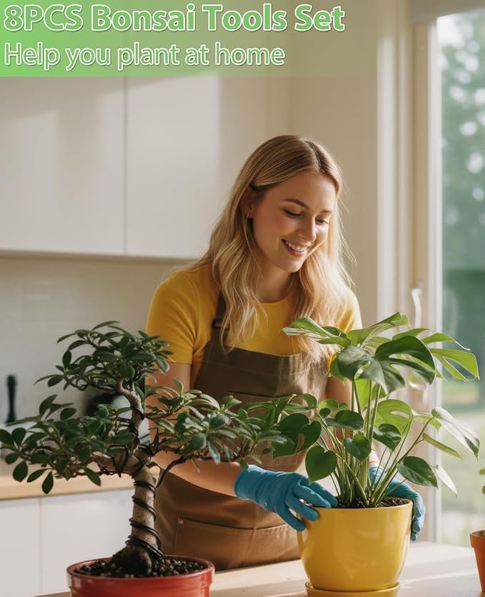 MOSFiATA Bonsai Wire Kit 8Pcs, 7 Roll Aluminum Bonsai Training Wire Coils with Cutter Set -1/1.5/2.0/3.0mm Multiple Sizes Bonsai Accessories for Bonsai Trees Branch Control Plant Shaping