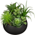 Hollyone Fake Plants Artificial Succulents in Pots Faux Succulent Arrangement Potted Plant in Black Ceramic Planter Bowl for Home Decor Office Desk Bathroom Shelf Living Room Indoor Decorations