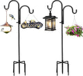 2 PCS Adjustable Double Shepherds Hook for Outdoor 47 inch Garden Shepherds Hook Garden Hanging Holder for Solar Lights Lanterns Bird Cages Weddings Plant Baskets