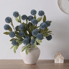 VIERENA 12 Pcs Faux Silk Pompon Mum Artificial Flowers for Vase -27", Bulk Fake Chrysanth Branches with Stems for DIY Bouquet Centerpieces Wedding Fillers Arrangements Shower Decorations (Dark Blue)
