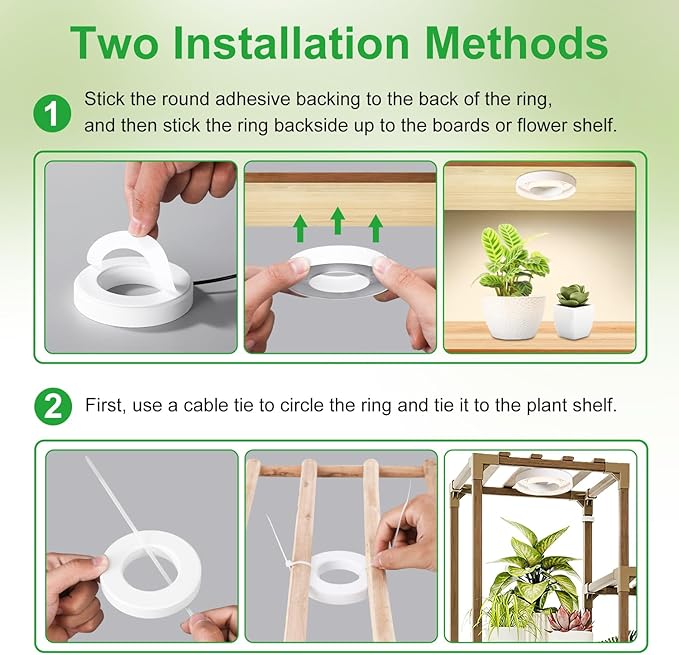 LED Plant Growth Lights for Indoor Plants, Warm+White Full Spectrum 3.54" Grow Lamps for Plant Growth with 6/12/16H Timer, 3 Spectral Modes, 10 Dimmable Levels, Halo Angel Ring White (4 Head)
