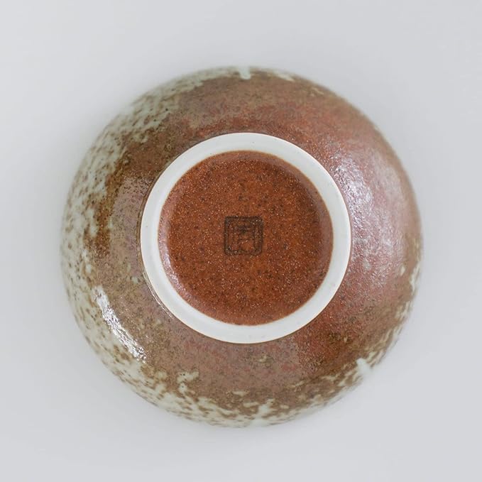 Wazakura Minoyaki Series Small Round Glazed Ikebana Flower Vase Made in Japan, Handpainted Floral Arrangement Pottery Supplies (White Stripe and Terracotta)