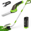 WORKPRO 3.6V Hedge Trimmer Cordless, 3-in-1 Electric Hedge Trimmer & Grass Cutter with 37'' Wheeled Extension Pole, 4.0Ah Removable Battery & Type-C Cable, Lightweight Bush Trimmer for Lawn & Garden