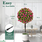 Artificial Plants Outdoor - 18" Wide Set of 2 Faux Boxwood Plants for Outdoor Planters, UV Resistant Artificial Topairy Ball Trees with Spike for Front Porch Decor