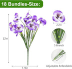 ZAIYW 18 Bundles Artificial Flowers Outdoor Fake Flowers Pansies Faux Artificial Plants for Planter Porch Yard Home Decor (Purple White)