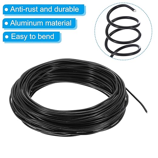 PATIKIL 3mm Bonsai Training Wire, 1 Roll Floral Wire Stems Anodized Aluminum Tree Wire 95 Feet Total for Gardening Branch Fixing, Black