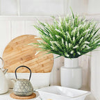 Ivydale 20PCS Artificial Plants Fake Flowers Monkey Grass for Outdoors,UV Resistant Realistic White Faux Greenery Shrubs Outside Decor for Home Garland Porch Patio Balcony Planter Yard Office Pathway