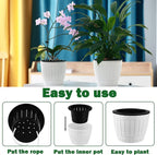3 Packs 6.5 Inches Self Watering Pots for Indoor Plants Large Plastic African Violet Pots Home Flower Pot Planters for Devil's Ivy, Spider Plant, White