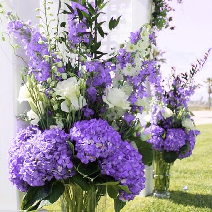 Coferset Purple Hydrangea Artificial Flowers 3pcs Lifelike Faux Hydrangea Real Touch Fake Flowers for Home Wedding Christmas Office Party Living Room Decoration,22inch