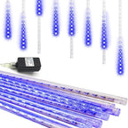 Weepong Christmas Lights Outdoor 32 Tubes 768 LEDs Meteor Shower Lights UL Certified Snow Falling Rain Drop Icicle String Light for Xmas Tree Halloween Decorations Wedding Party Garden Decor, Blue