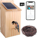Smart Bird House with Camera, 1080P HD Wireless Birdhouse for Outside with Nest Auto Capture Photo & Video, Solar Powered 2.4G WiFi & App Notify 32G SD Card Waterproof Wooden Birdhouse