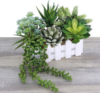 Winlyn 6 Pcs Unpotted Fake Succulents Assorted Faux Succulent in Different Green Artificial Hanging Succulents Textured Faux Succulent Pick Hanging String of Pearls Plant for Wedding Centerpieces