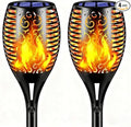 TomCare Solar Lights Outdoor 99 LED Higher & Larger Flickering Flame Solar Torch Lights 43" Decorative Waterproof Solar Powered Pathway Landscape Lighting for Garden Patio Yard, 2Pack (Black)
