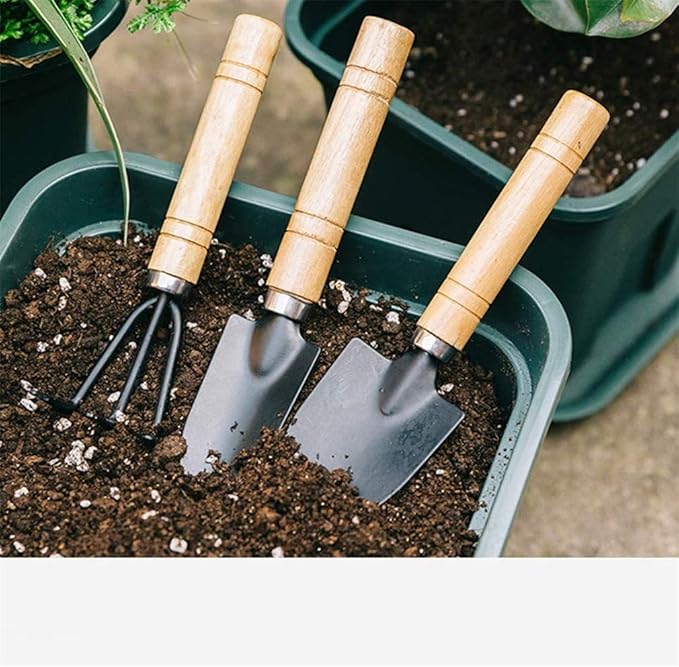 3PCS Mini Garden Tools Sets Durable Gardening Hand Tool Ergonomic & Rust Resistant for Women Kid Men Gardener