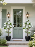 BLOSMON White Hydrangea Artificial Trees: 5ft Real Touch Faux Hydrangeas Flower Tree with Pot for Front Porch Planters Decoration Outdoor - Fake Silk Floral Plant for Home Patio Entrance Decor Indoor