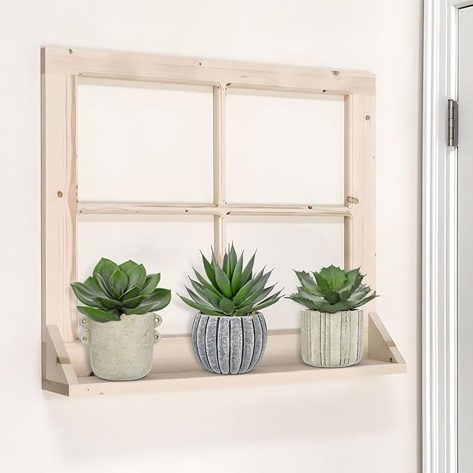 Briful 3 Pack Faux Succulent Plants in Vintage Cement Pots – Artificial Aloe Succulent Decor with Realistic Leaves and Pebble Base – Rustic Mini Plant Set for Home Office Bathroom Bookshelf