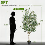 Tall Artificial Olive Tree Faux Trees Indoor Outdoor Realistic Floor Plant Large Fake Plants for House Modern Home Living Room Master Bedroom Office Front Porch Decor Outside Patio para decoracion