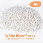 Pulovin 5 lbs White Aquarium Gravel, 1/5 Inch White Rocks for Plants, Small Pebbles for Vases, Succulents, Bamboo, Natural Decorative Pebbles for Plants Drainage, Cactus, Crafts