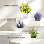 SZC&MFZ Mini Artificial Potted Flowers with Fake Plants, 4 PCS Faux Potted Plants for Room,Home, Bathroom, Bedroom, Living Room, Kitchen and Office Decoration.