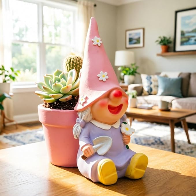 Succulent pots, 4 inch Plant pots gnome Garden Decor Planters for Indoor Plants with Drainage, Gifts for Mom Grandma Women