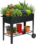 31.5" Tall Raised Garden Bed with Wheels, Extra 15.7" W Planter Box (400 lbs Loads) with Storage Shelf & Handle,Heavy Duty Metal Garden Planter for Vegetables, Herbs & Flowers, Patio & Balcony