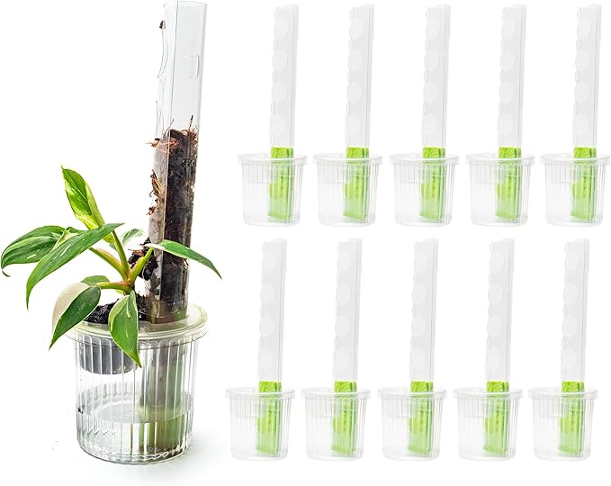 THICCLY Small GrowLid 10 Pcs (Clear) - Self Watering Clear D-Shaped Plastic Moss Pole Hydroponics Growing System Kratky Hydroponic Kit Moss Pole Monstera Plant Support Philodendron and Anthuriums