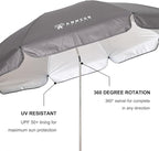 AMMSUN XL Chair Umbrella with Universal Clamp Adjustable 47 inches and 360-degree Swivel UPF 50+, Portable Clamp on Camping or Beach Chair, Stroller, Wheelchair, Golf cart, Grey, 2 PACK