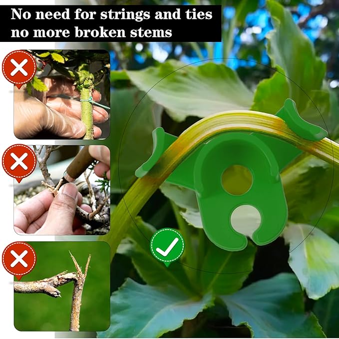50 Pcs Plant Training Clips, Plant Clips for Climbing Plants Plants Stem Trainer Adjustable Clip for Gardening Low Stress Branch Trainer Clip Bud Bender for Flowers Vegetables(Green)