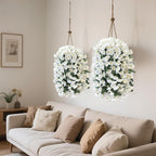 Artificial Flowers for Outdoors Fake White Morning Glory Hanging Flower Decoration, 2Pcs Realistic Faux Plants Petunias Long Trailing Vines,Spring Decor for Porch Patio Balcony Planter Yard