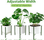 Aripark Plant Stand Indoor Adjustable, Metal Modern Small Plant Stands, Heavy Duty Stable Plant Pot Flower Holder Indoor Outdoor Corner, Fit 8 9 10 11 12 inch Pots, Green (Pot & Plant Not Included)
