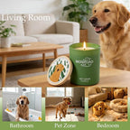 Pet Odor Eliminator Candle – Lavender & Green Tea, 60-Hour Long Burn Time, Plant Based Pet Safe Soy Wax Candles for Home Scented, Cat & Dog Friendly Odor Eliminating Candle Gift