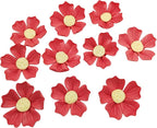BTMIEY 10 PCS 3D Flower Ceramic Tiles,1.6" Handmade Procelain Ceramic Flowers for Artwork,Fish Tank,Vases,Living Room, Dining Table,Office, Home Floral Decor (Single-Flowered Red)