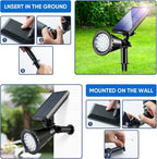 KEV 800 Lumens Solar Spot Lights Outdoor,18 LEDs Solar Flood Lights with 2 Modes &Adjustable &IPX65 Waterproof,Solar Spotlight for Driveway/Backyard/Patio Landscape/Tree/Garage(Cool White, 4 Pack)