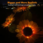 Meagoo Solar Sunflower Lights, 800mA Solar Garden Light with Real Looking Flowers Outdoor Waterproof Solar Stake Lights for Back Yard, Flower Bed, Pathway, Patio, Porch, Spring Decoration (2 Pack)