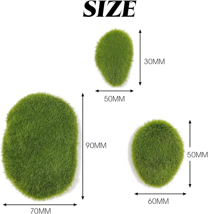 TIHOOD 30 PCS 3 Size Artificial Moss Rocks Decorative, Green Moss Balls,Moss Stones, Green Moss Covered Stones, Fake Moss Decor for Floral Arrangements, Fairy Gardens and Crafting