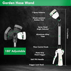 RESTMO Metal Watering Wand, Heavy Duty Garden Hose Wand with 180° Swivel Ratcheting Head, 16'' Hose Nozzle Sprayer with 7 Spray Patterns and Flow Control, for Water Hanging Baskets and Shrubs, White