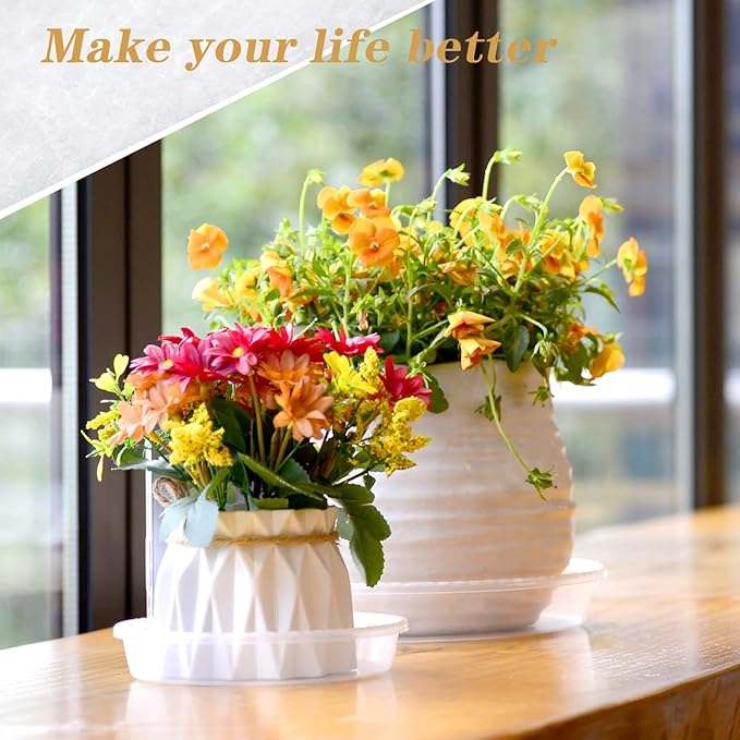 SupKing 6 Pack Plant Saucers Drip Tray,6 8 10 12 14 Inch Heavy Sturdy Plastic Flower Pot Saucers for Indoor,Clear Plastic Planter Water Tray for Plant Pots Liners (6''-Clear)