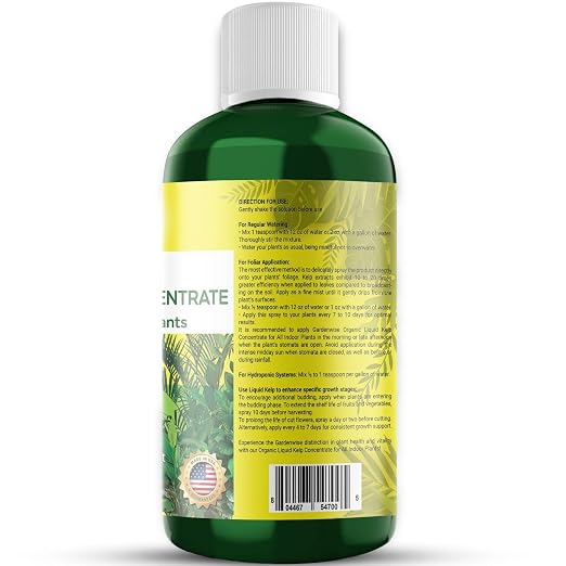 GARDENWISE Organic Premium Kelp Seaweed Fertilizer - Liquid Hydroponics Fertilizer - Liquid Plant Food - Nutrient-Rich Soil Enhancer - Natural Plant Food for All Indoor Plants (16 oz)