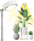 Plant Grow Light,yadoker LED Growing Light Full Spectrum for Indoor Plants,White Magnifying Glass Plant Lights,Height Adjustable, Automatic Timer, 5V Low Safe Voltage,Idea for Large