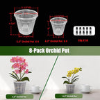 8Pcs Orchid Pot, 4 Each of 4.3",5.5" Orchid Pots with Holes, Orchid Pots for Repotting, Plastic Orchid Planter for Indoor Outdoor Plants (8Pcs, 4 Each of 4.3",5.5")