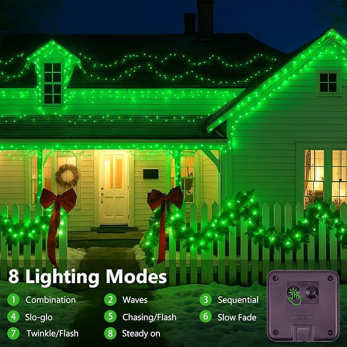 Extra-Long 144FT Solar String Lights for Outside, 2 Pack 400LED Solar St. Patrick's Day Lights Waterproof, Copper Wire 8 Modes Twinkle Fairy Lights Outdoor for Tree Garden Party Xmas Decor (Green)