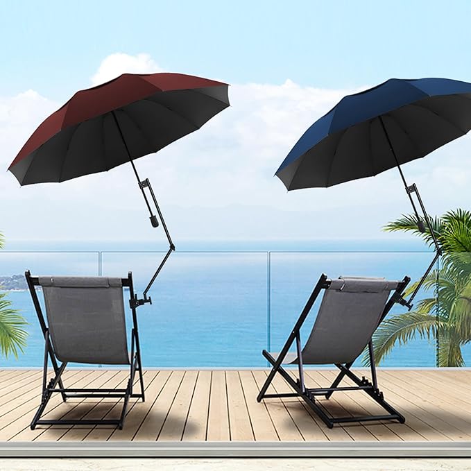 Patio Umbrellas UPF 50+ 360 ° Adjustable Shade Umbrella,Beach Umbrella with Universal Clamp,Beach Clamp on Umbrella,suitable for Patio,beach chairs,golf carts, wheelchairs,carts,bleachers,camping and fishing