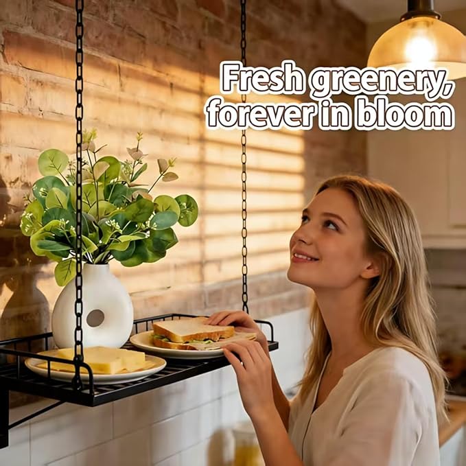 Artificial Plant in Ceramic Donut Vase 11.5” Faux Greenery Potted Branches Realistic Leaves Stems Modern Minimalist White Speckled Hollow Vase for Home Office Table Shelf Bathroom Decor