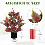 Artificial Plants Indoor with Pot 16.9" Faux Potted Perilla Plants Indoor Decorative Silk Greenery in Black Pot for Farmhouse Home Bathroom Living Room Office Table Shelf Decor