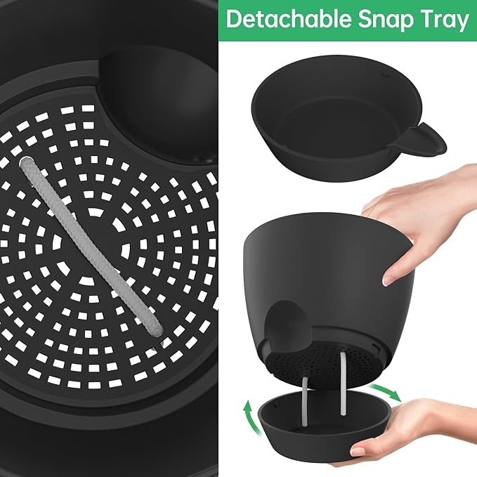 ZMTECH 10 Inch Plant Pots Set of 2 Planters for Indoor Plants Self Watering Pots Flower Pots with Drainage Holes and Saucer for Outdoor Plants(Black)