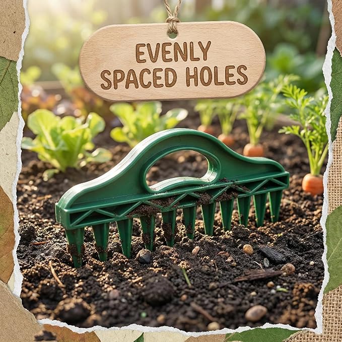 Seed Planter Tool Bulb Planters Dibbler Gardening Tool Seed Spacing Tool Seed Planting Tool for Garden Beds, Raised Beds & Pots | Fixed Spacing, Precise Dibbling for Effortless Seed Planting