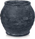 Briful Rustic Vintage Ceramic Pottery Vase, 6.1'' Farmhouse Table Decor with Distressed Texture, Wide Mouth Decorative Jar Vases for Home Decor, Shelf & Entryway, Black