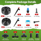 240FT Drip Irrigation System Kit Quick-Connect, Automatic Garden Watering System for Raised Garden Beds, Greenhouse, Yard, Lawn, Plant with 1/2 inch Hose 1/4 inch Distribution Tubing and Accessories