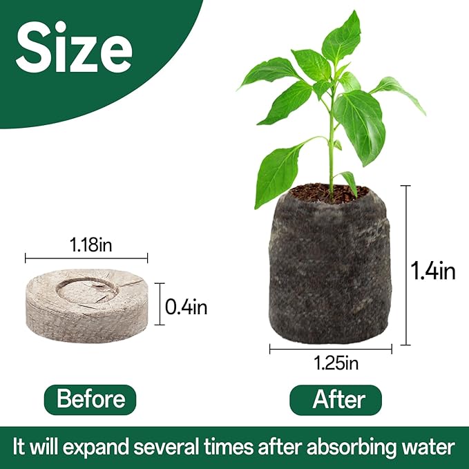 Halatool 100 Pcs 30mm Peat Pellets Block Potting Soil for Seedlings, Compressed Garden Soil Seed Starter Nutrient Peat Pods for Starting Seeds, Planting Flowers, Vegetables, Herbs